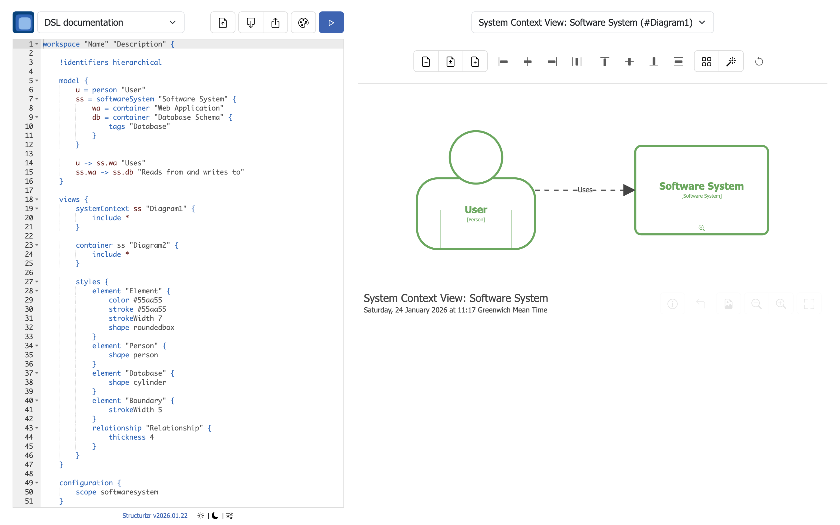 Structurizr playground screenshot